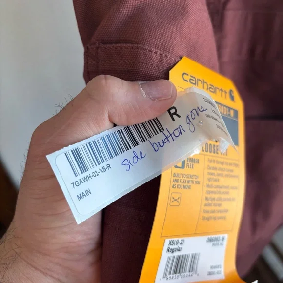 Carhartt NWT Women’s XS Rugged Flex Loose Fit Canvas Bib Overalls Maroon *NOTE - Picture 6 of 13